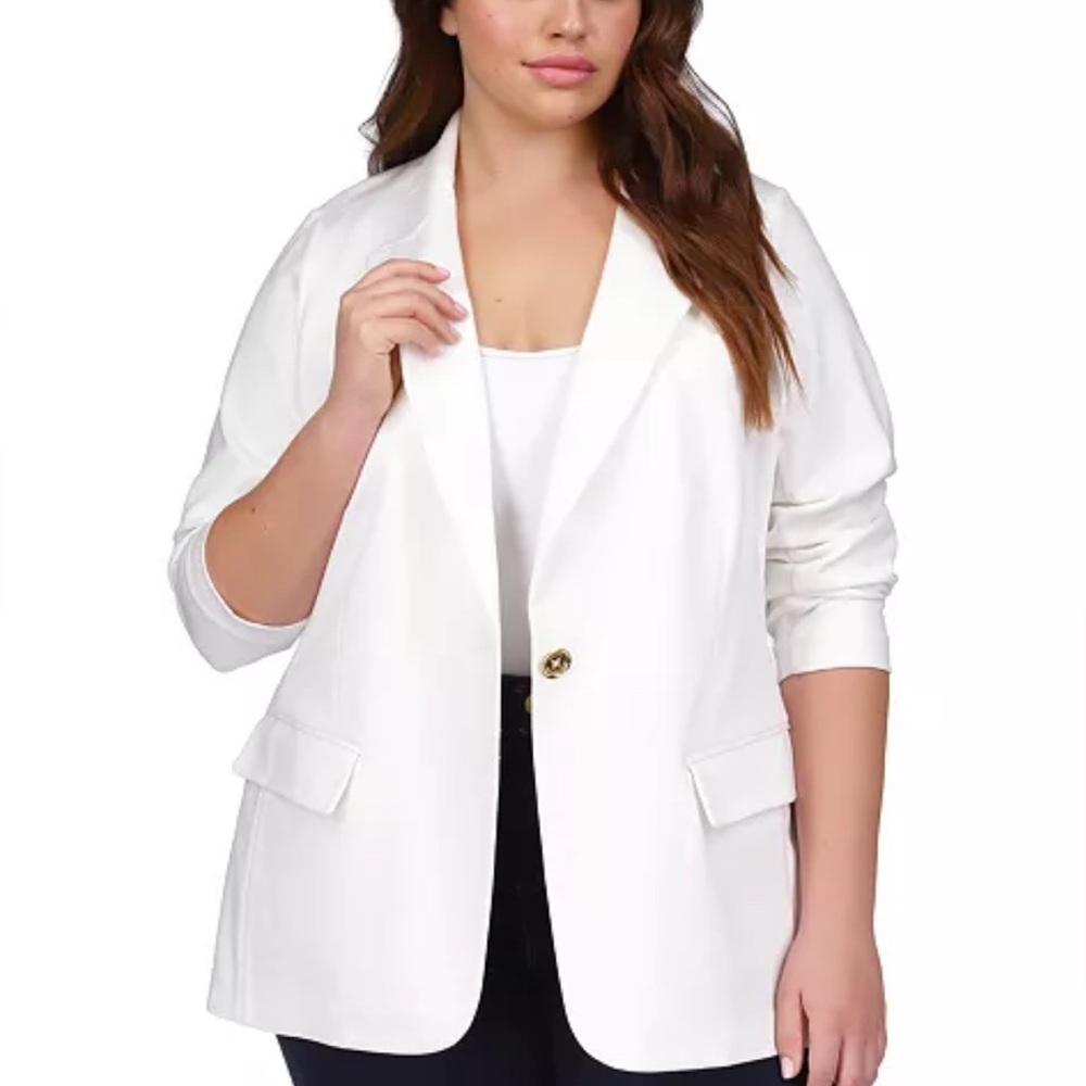 Michael Kors Plus Size Knit One-Button Blazer